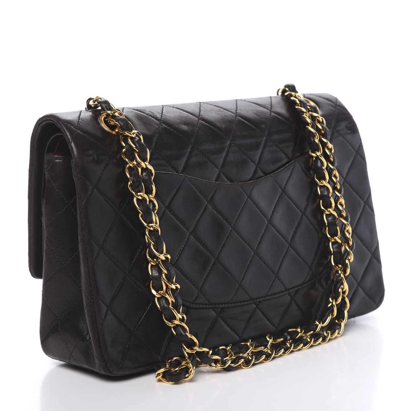 Lambskin Quilted Medium Double Flap Black