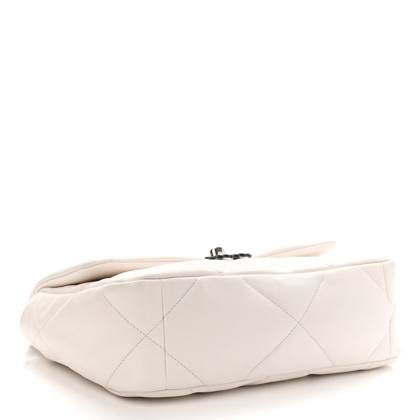 Glossy Calfskin Quilted Medium Chanel 19 Flap White Black