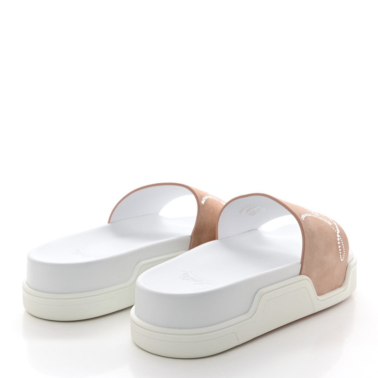 Christian Louboutin Veau Velours Strass Dear Pool Flat Platform Slide Sandal 39 Nude 4 of 9