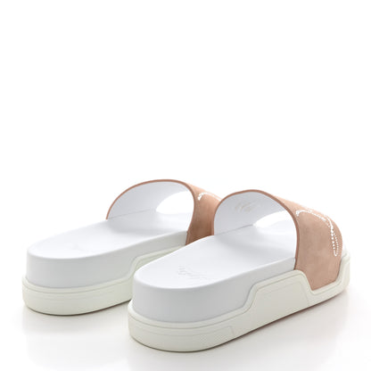 Christian Louboutin Veau Velours Strass Dear Pool Flat Platform Slide Sandal 39 Nude 4 of 9