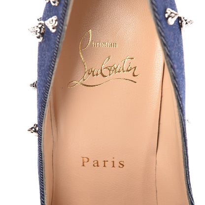 Christian Louboutin Denim Studded Aimantaclou 100 Pumps 36 Blue Silver 7 of 9