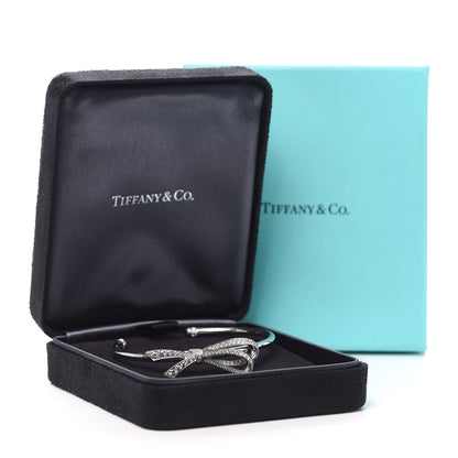 Tiffany 18K White Gold Diamond Medium Bow Cuff Bracelet 5 of 5