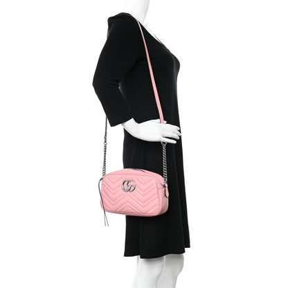 Gucci Calfskin Matelasse Small GG Marmont Chain Shoulder Bag Wild Rose 2 of 12