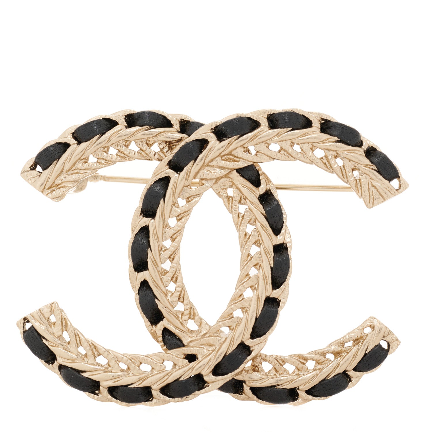Chanel Lambskin Chain CC Brooch Black Gold 1 of 5