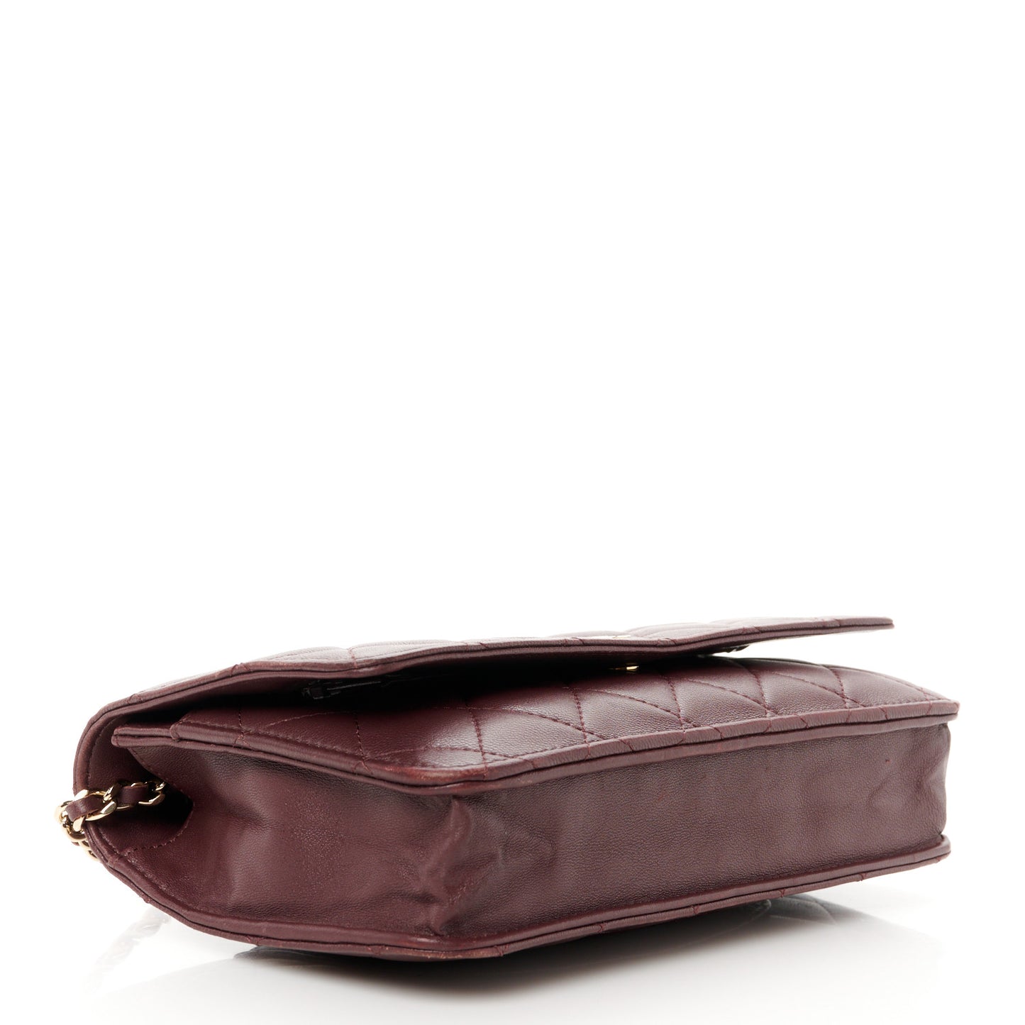 Lambskin Quilted Wallet On Chain WOC Burgundy