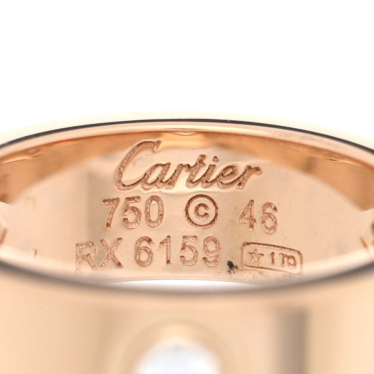 18K Pink Gold 3 Diamond 5.5mm LOVE Ring 46 3.75