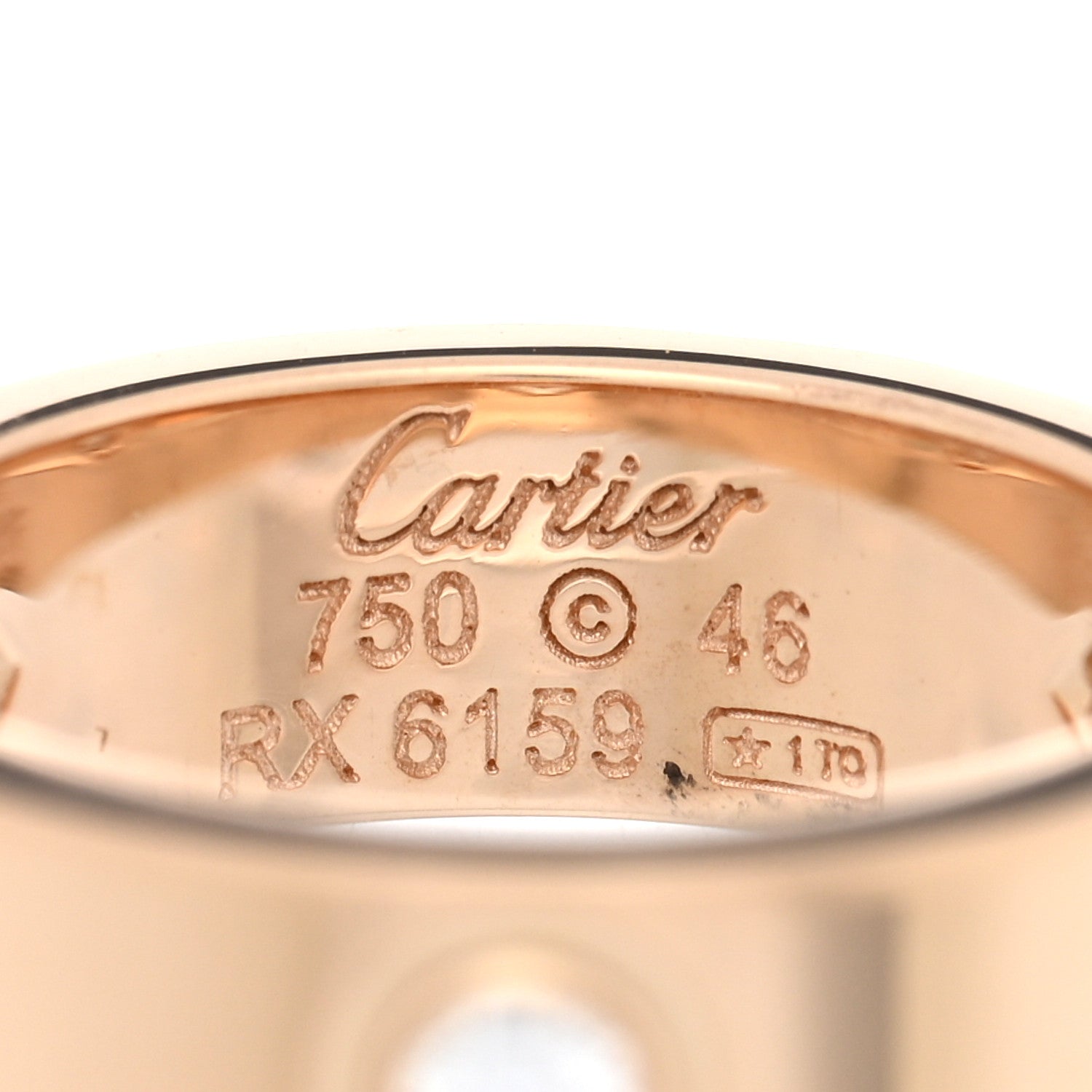 Cartier 18K Pink Gold 3 Diamond 5.5mm LOVE Ring 46 3.75 4 of 4