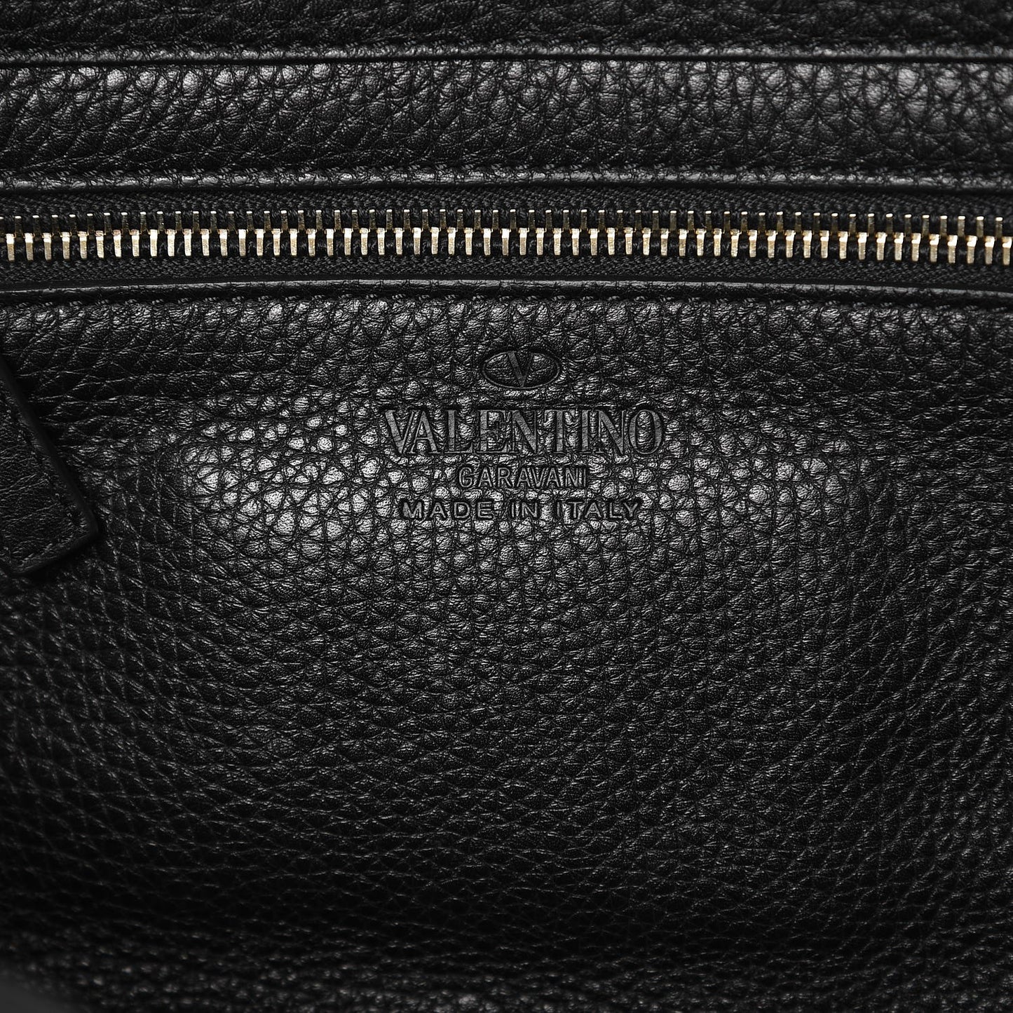Grained Calfskin Small Rockstud Tote Black