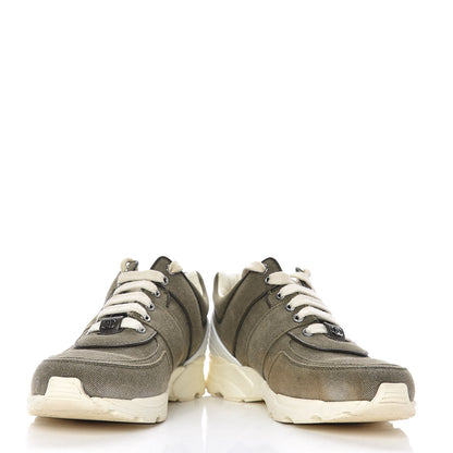 Chanel Fabric CC Sneakers 37.5 Khaki 5 of 12