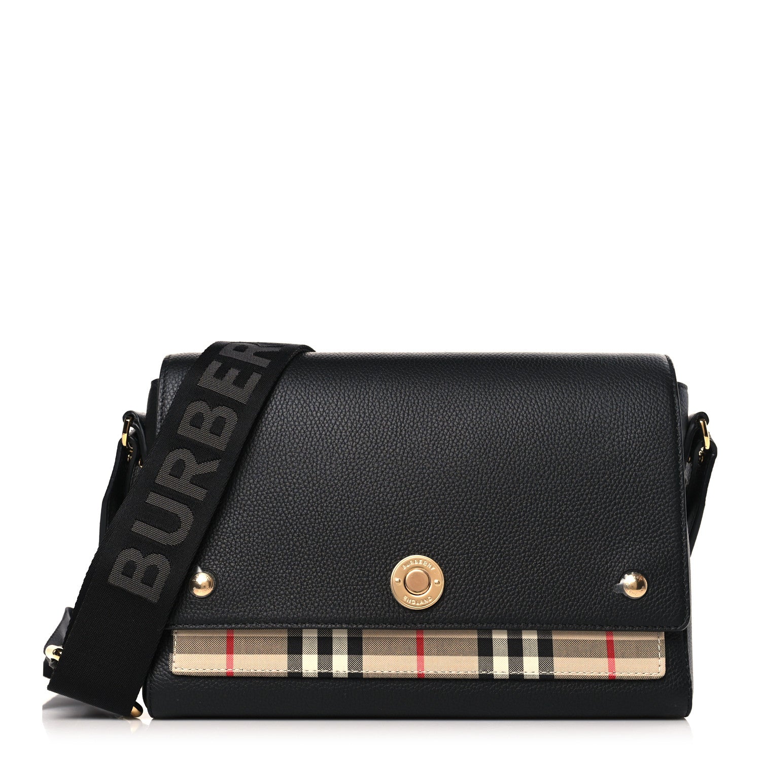 Burberry Grainy Calfskin Vintage Check Note Crossbody Bag Black 1 of 8