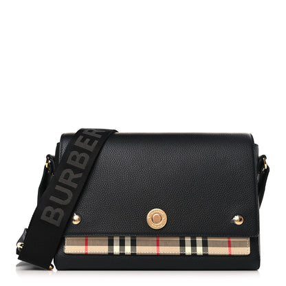 Burberry Grainy Calfskin Vintage Check Note Crossbody Bag Black 1 of 8