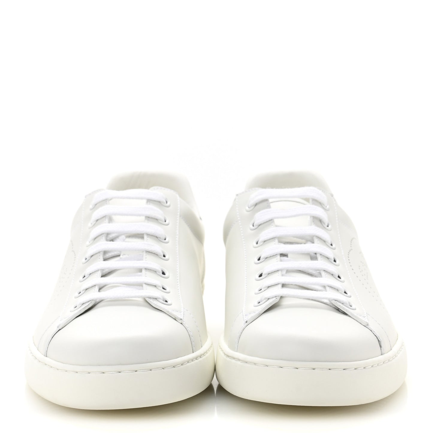 Calfskin Interlocking G Perforated Mens Ace Sneakers 10 White Grey Sky