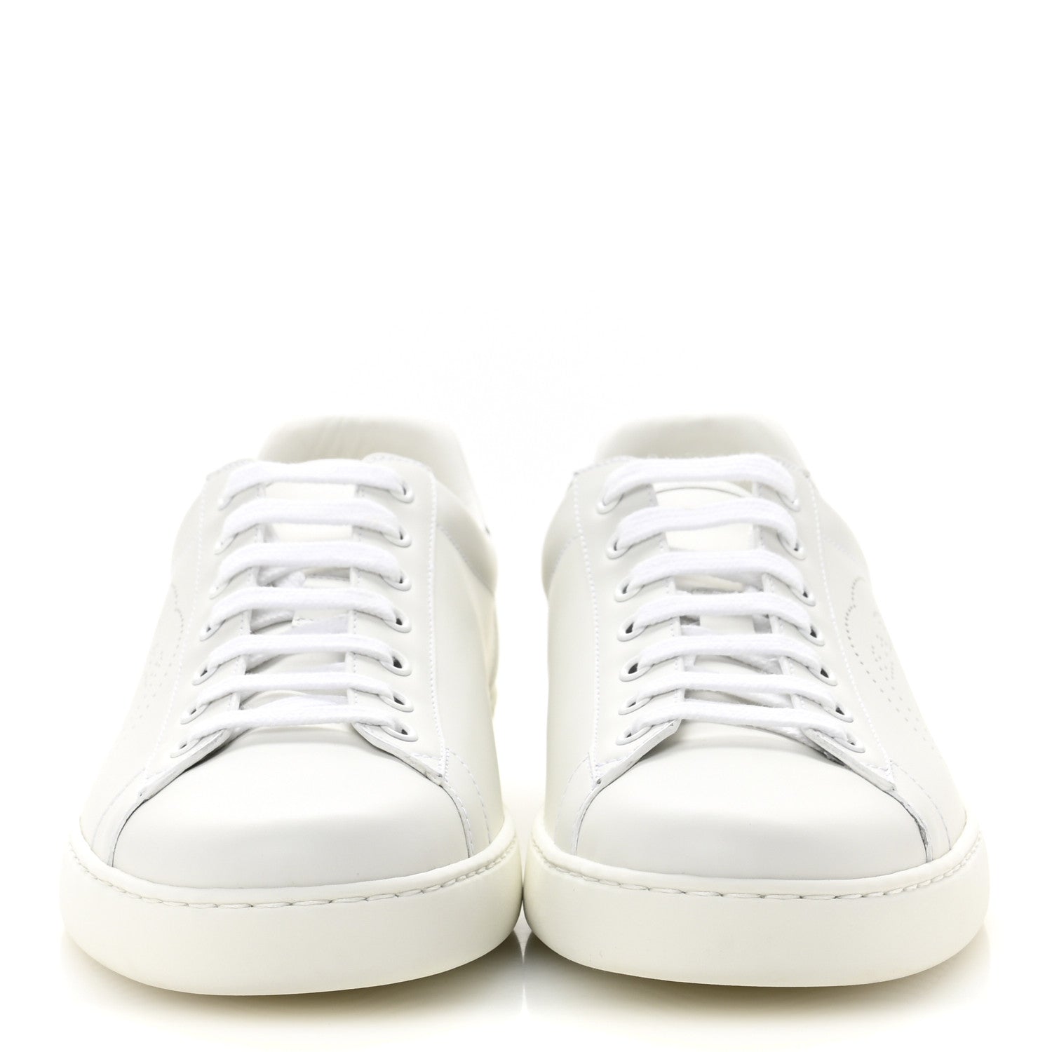Gucci Calfskin Interlocking G Perforated Mens Ace Sneakers 10 White Grey Sky 3 of 9