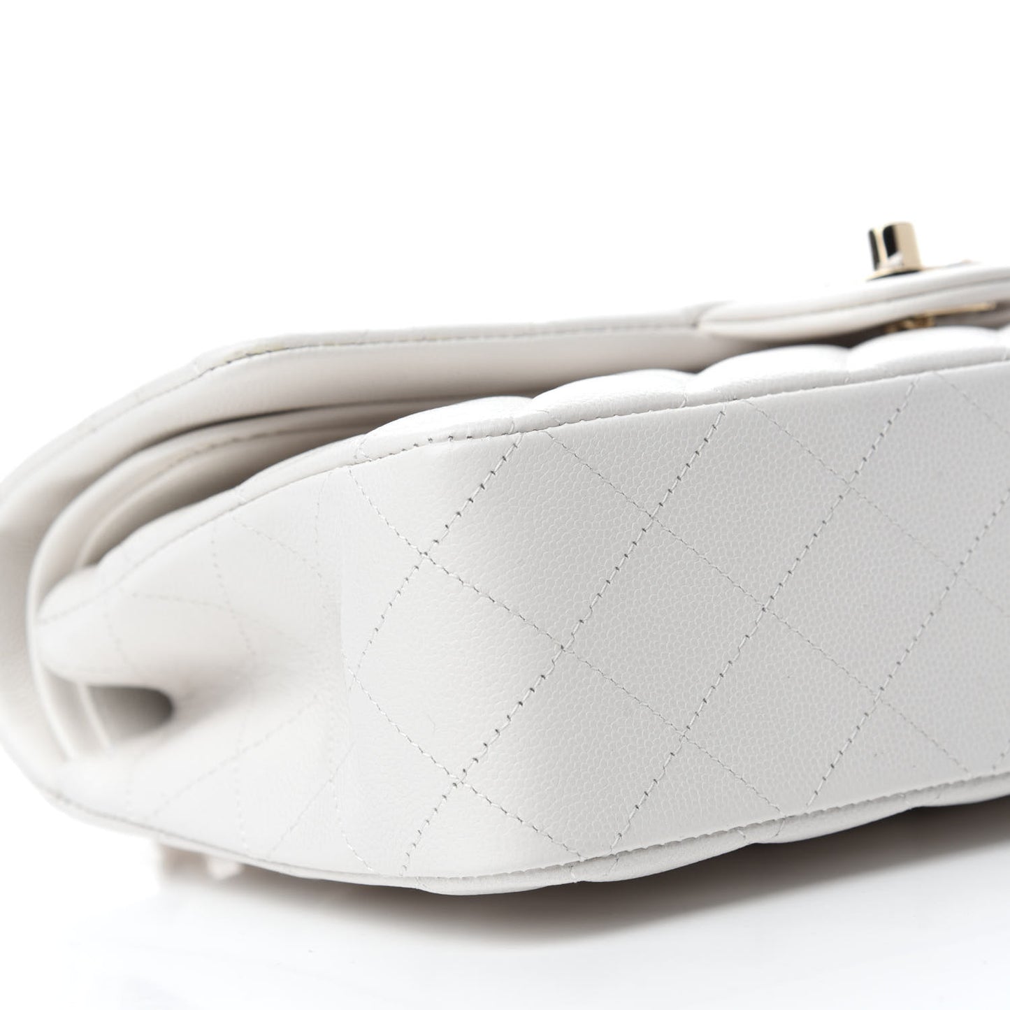 Caviar Quilted Medium Double Flap White