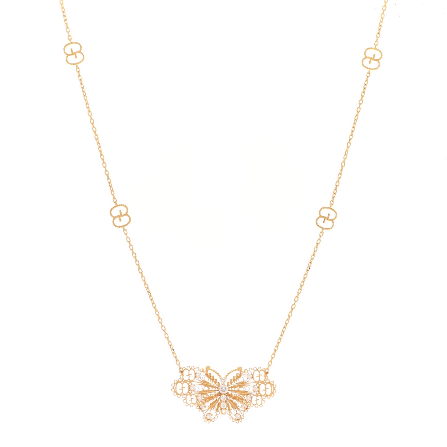 18K Yellow Gold Diamond Le Marche Des Merveilles Butterfly Necklace