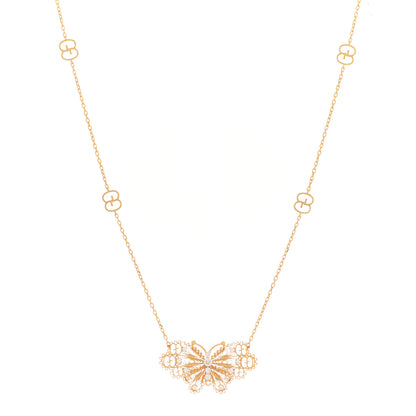 Gucci 18K Yellow Gold Diamond Le Marche Des Merveilles Butterfly Necklace 1 of 6