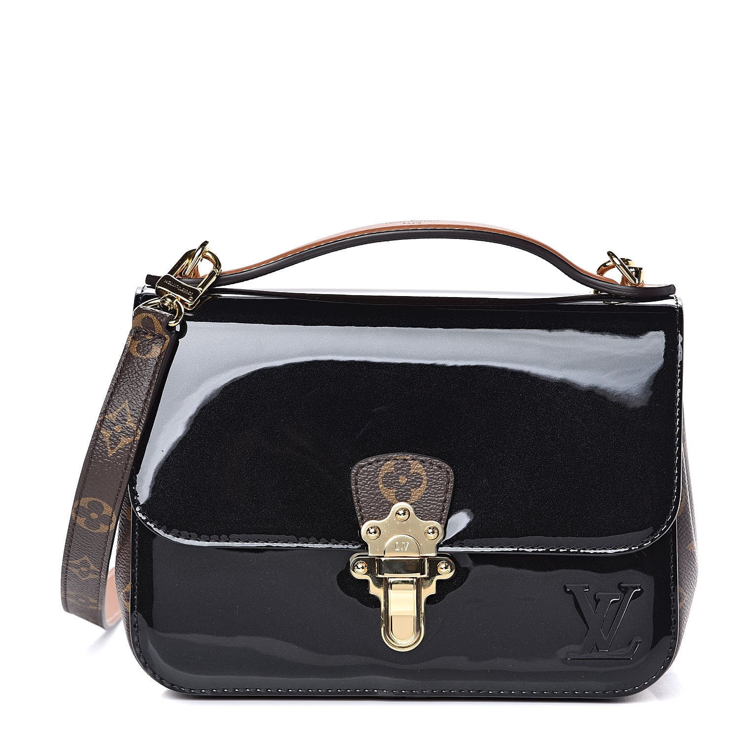 Louis Vuitton Patent Calfskin Monogram Cherrywood BB Black 1 of 9