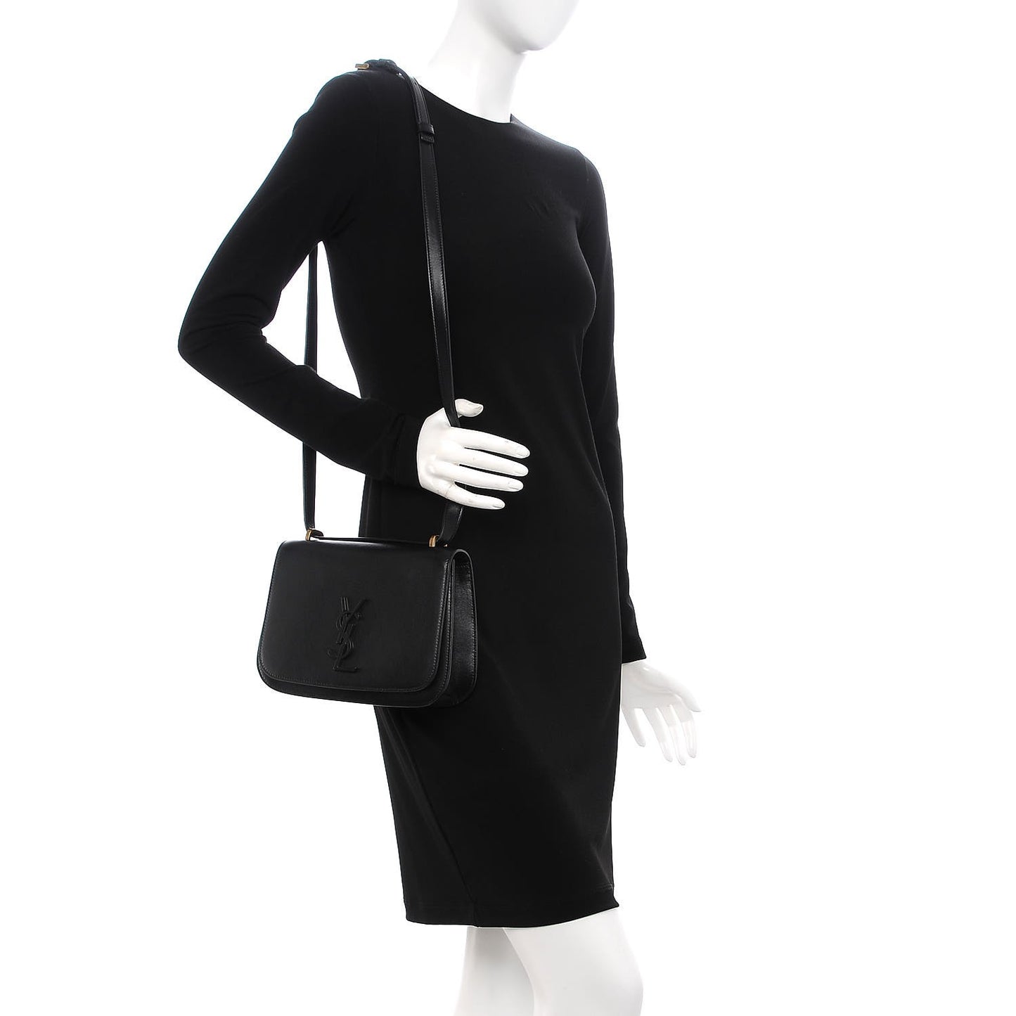Smooth Calfskin Small Spontini Saddle Bag Black