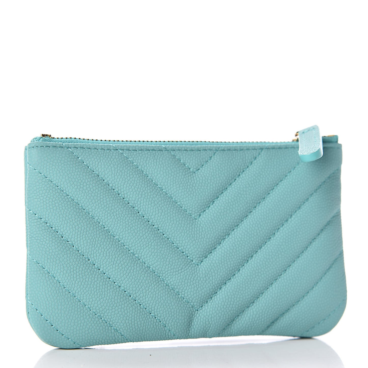 Caviar Chevron Quilted Small Cosmetic Case Green