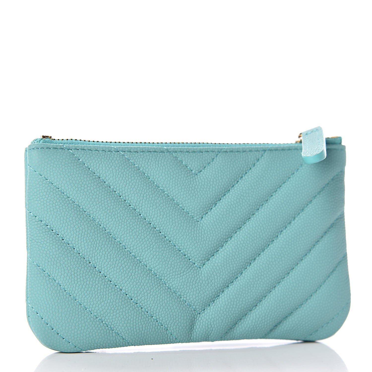 Chanel Caviar Chevron Quilted Small Cosmetic Case Green 3 of 8