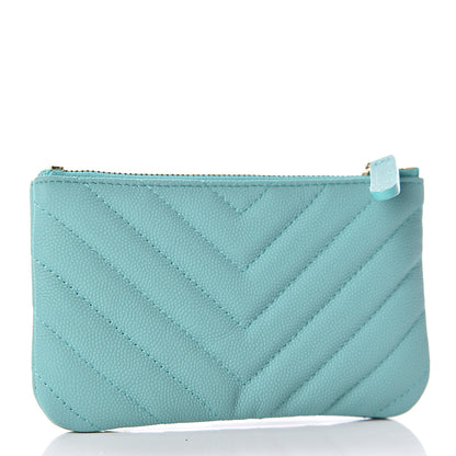 Chanel Caviar Chevron Quilted Small Cosmetic Case Green 3 of 8