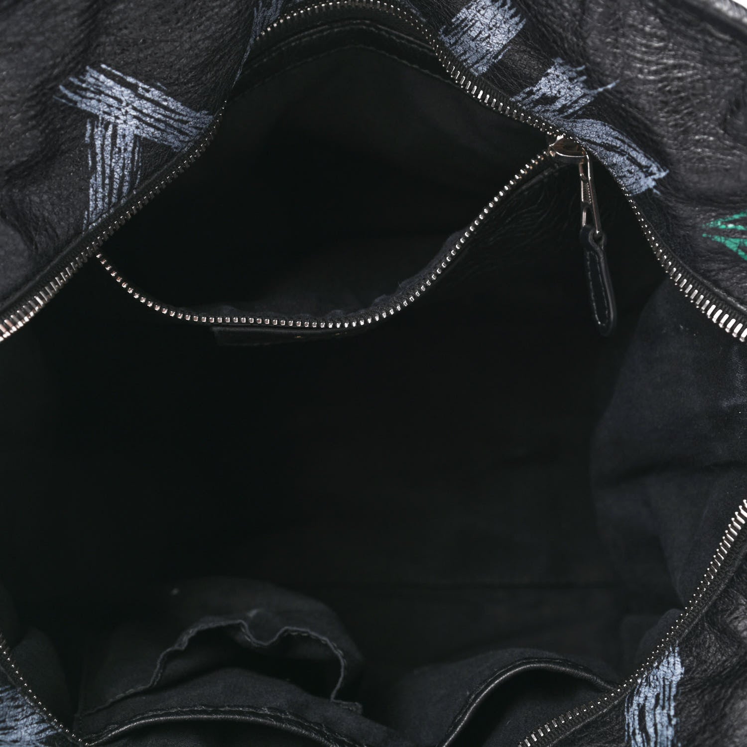 Balenciaga Agneau Arena Graffiti All Over S Bazar Shopper Tote Black Vert Rouge 4 of 4