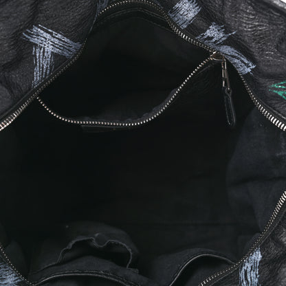 Balenciaga Agneau Arena Graffiti All Over S Bazar Shopper Tote Black Vert Rouge 4 of 4