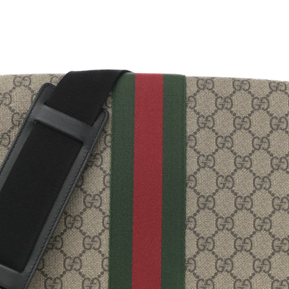 Gucci GG Supreme Monogram Web Flap Messenger Bag Black 15 of 19