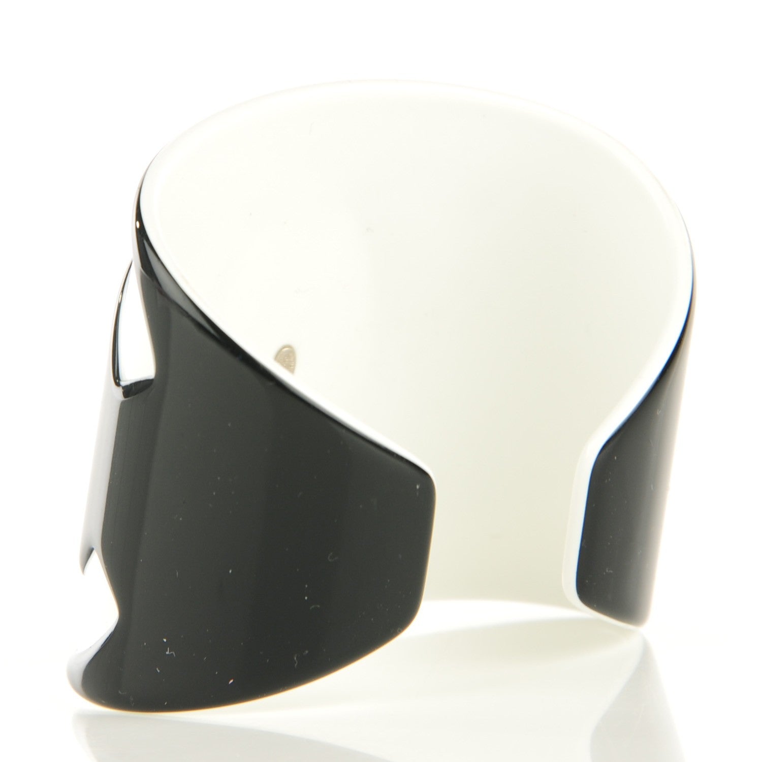 Chanel Resin CC Wide Cuff Black White 3 of 4