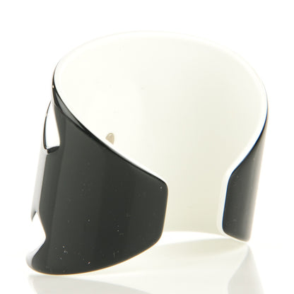 Chanel Resin CC Wide Cuff Black White 3 of 4