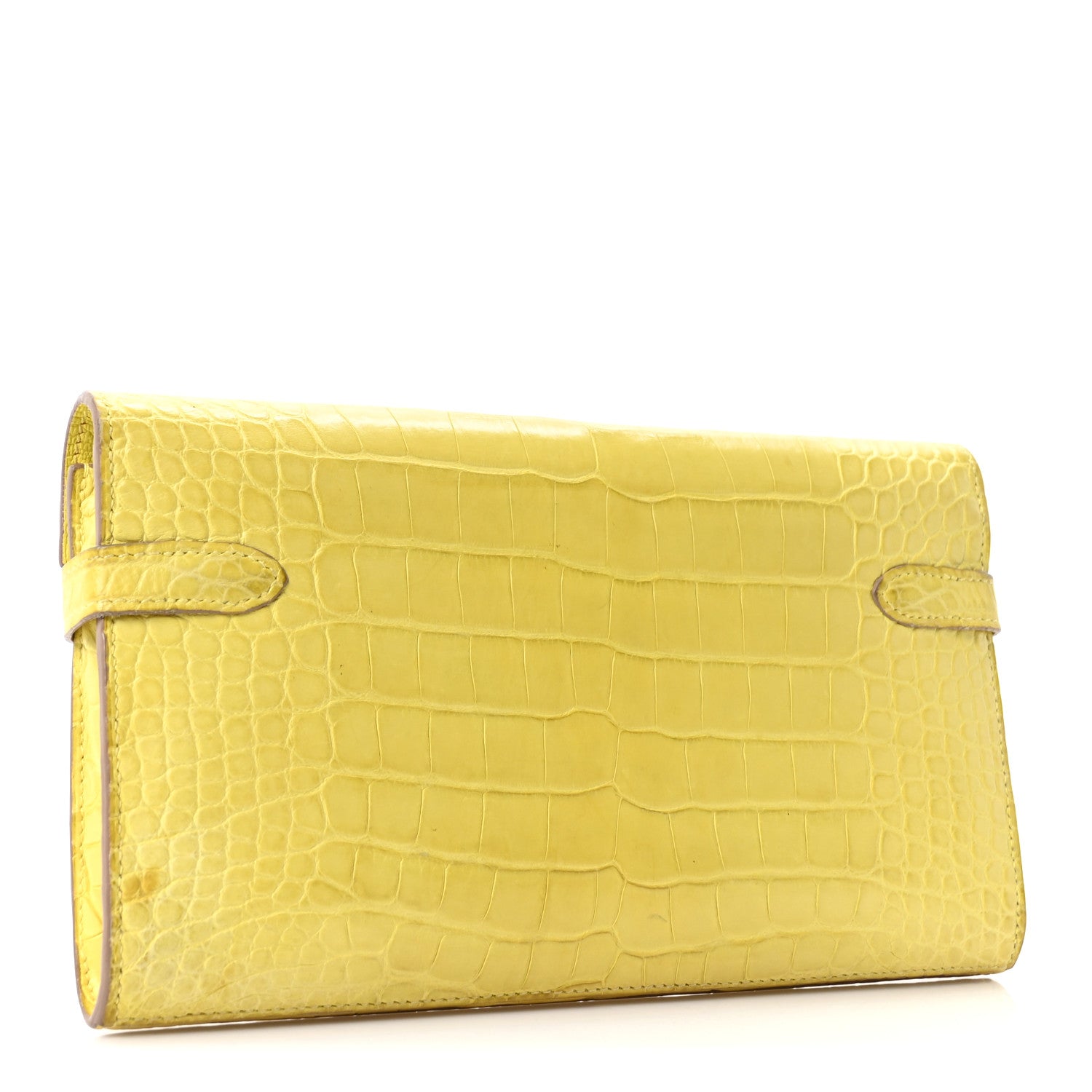 Hermes Matte Alligator Kelly Longue Wallet Mimosa 3 of 12