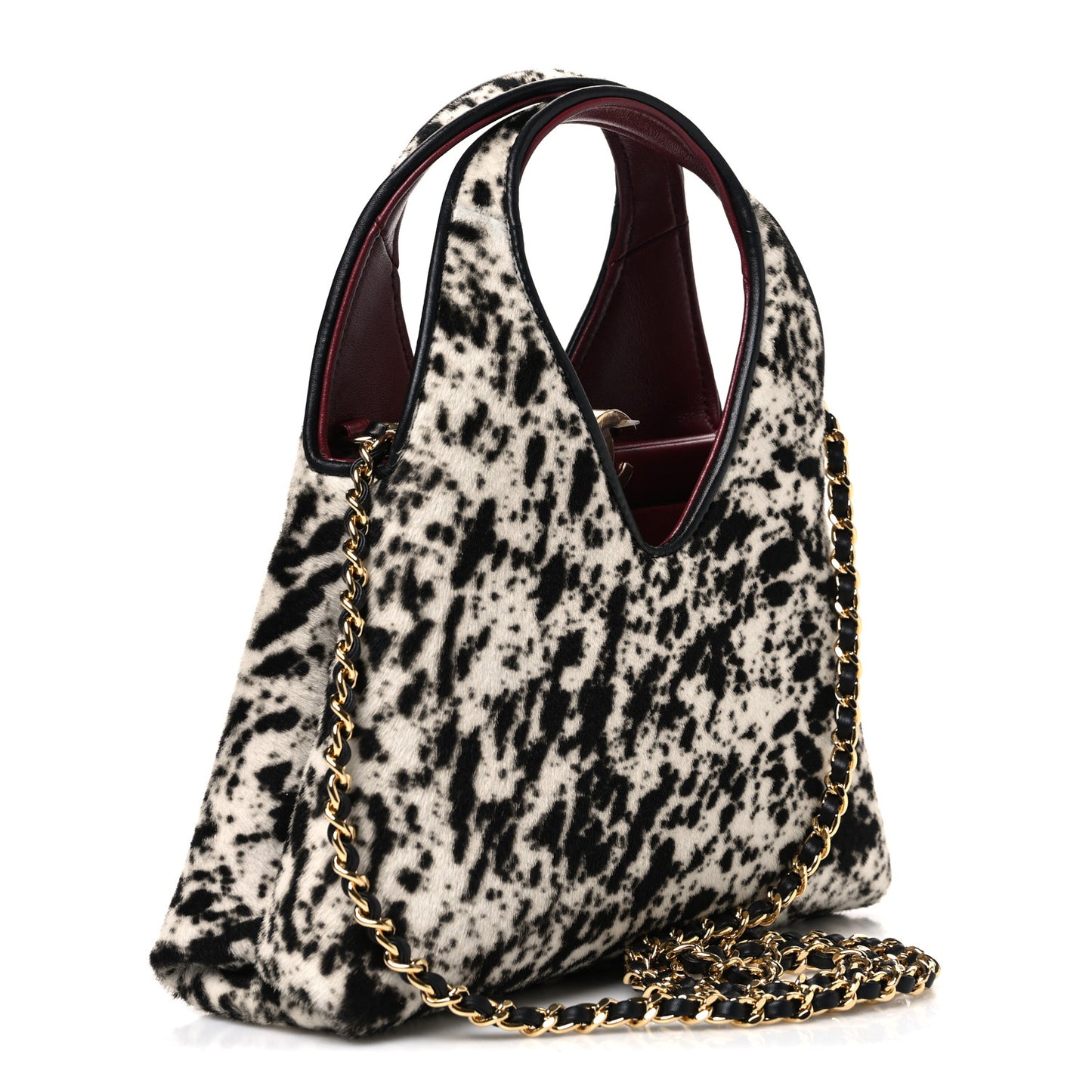 Pony Hair Printed Chic Lady Small Shopping Tote White Black