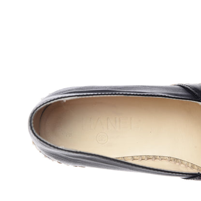 Chanel Lambskin Canvas Cap Toe CC Espadrilles 37 Black 8 of 17