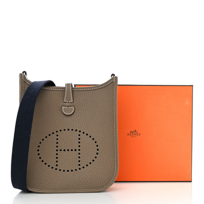 Hermes Taurillon Clemence Amazone Evelyne TPM Etoupe Bleu Indigo 12 of 12