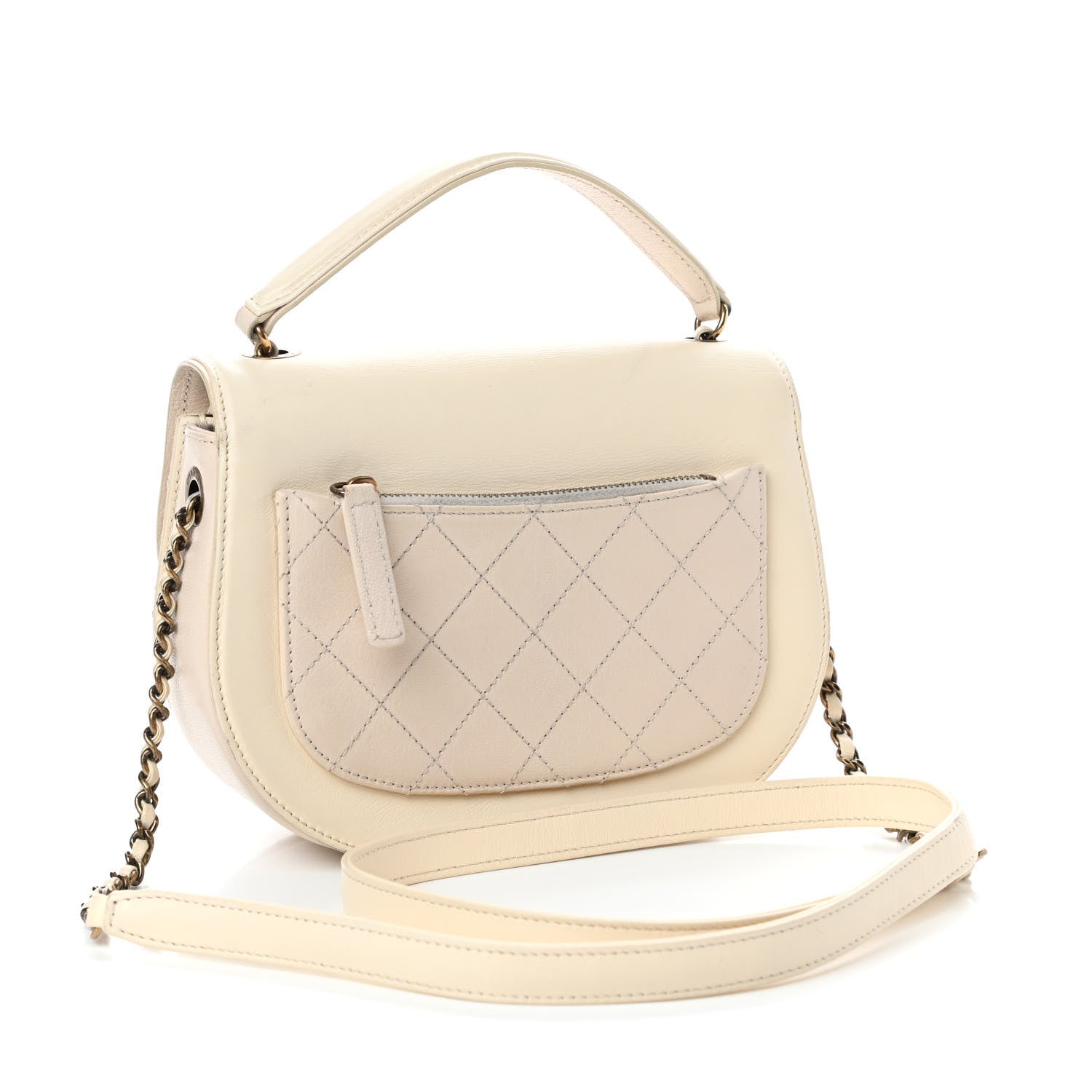 Chanel Shiny Calfskin Goatskin Quilted Small Coco Curve Messenger Flap White 3 of 10