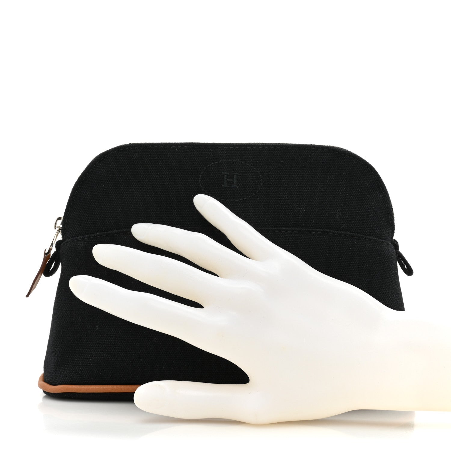 Hermes Cotton Canvas Mini Bolide Travel Cosmetic Pouch Black 2 of 9