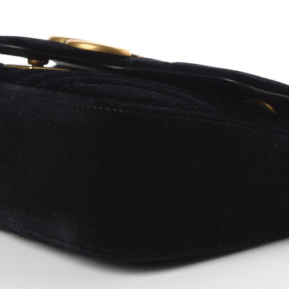 Gucci Velvet Matelasse Mini GG Marmont Shoulder Bag Black 7 of 10
