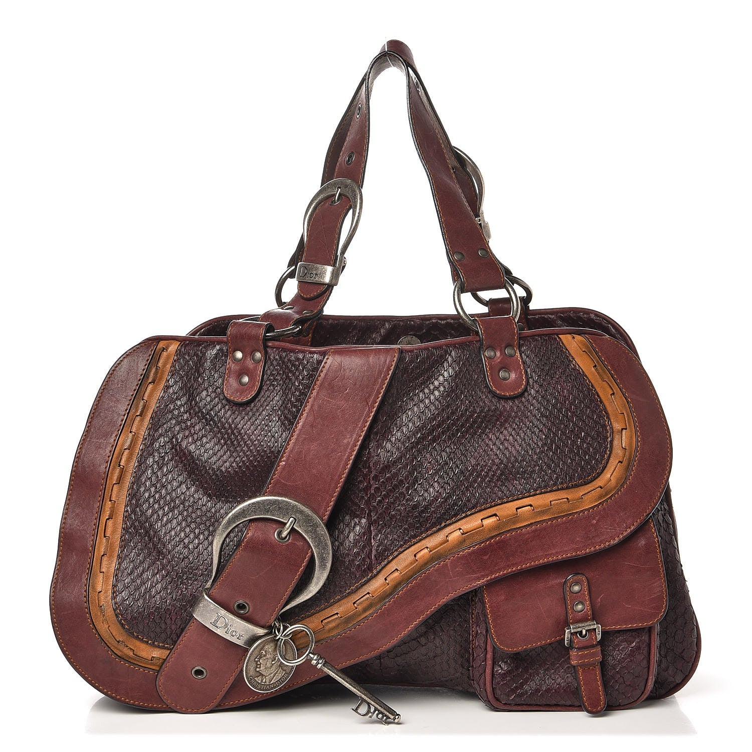 Christian Dior Python Calfskin Large Gaucho Red 1 of 7