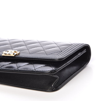 Chanel Patent Calfskin Quilted Boy Wallet On Chain WOC Black 6 of 12