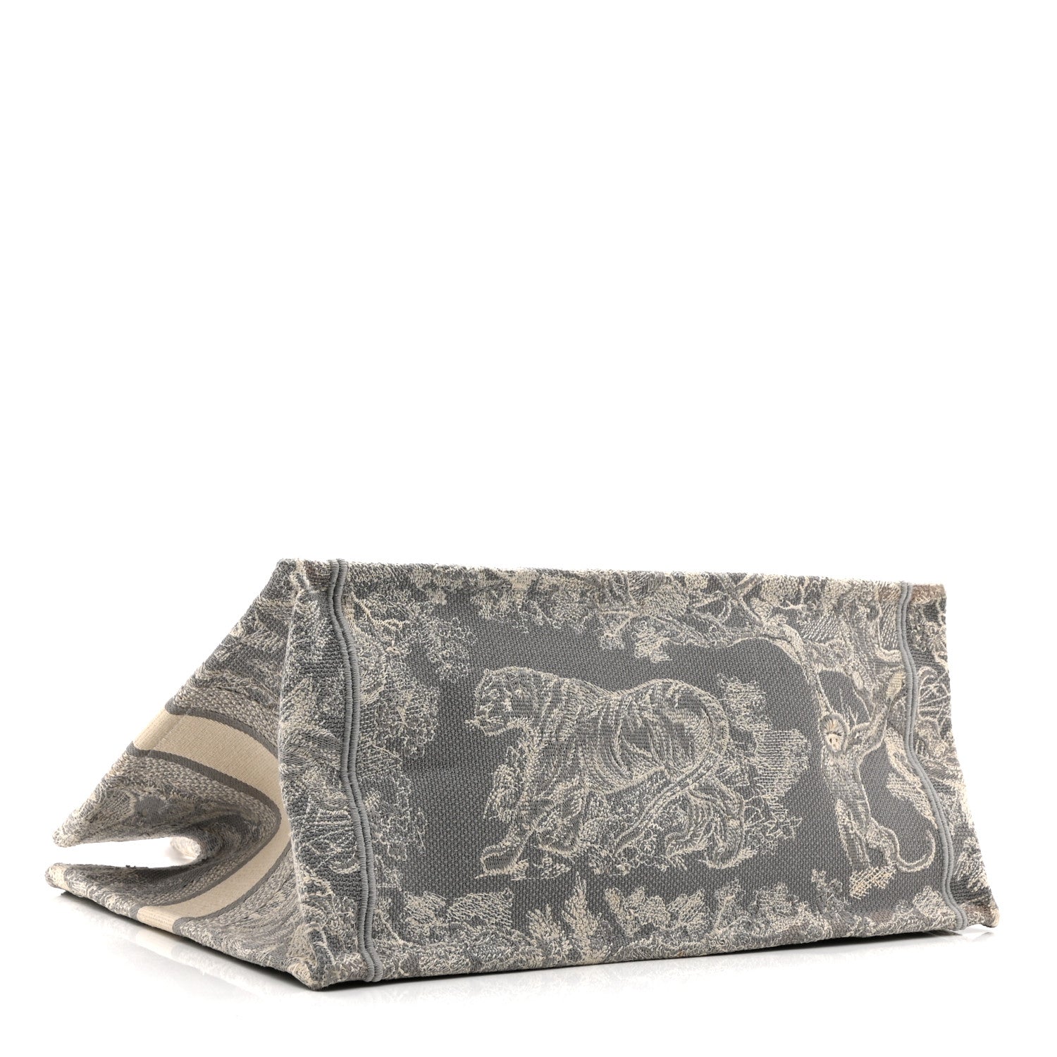 Christian Dior Canvas Embroidered Medium Dioriviera Toile De Jouy Reverse Book Tote Gray 4 of 10