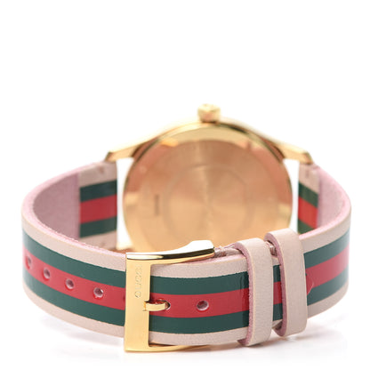 Gucci Stainless Steel Calfskin 38mm G-Timeless Stripe Web Quartz Watch Pink 3 of 5