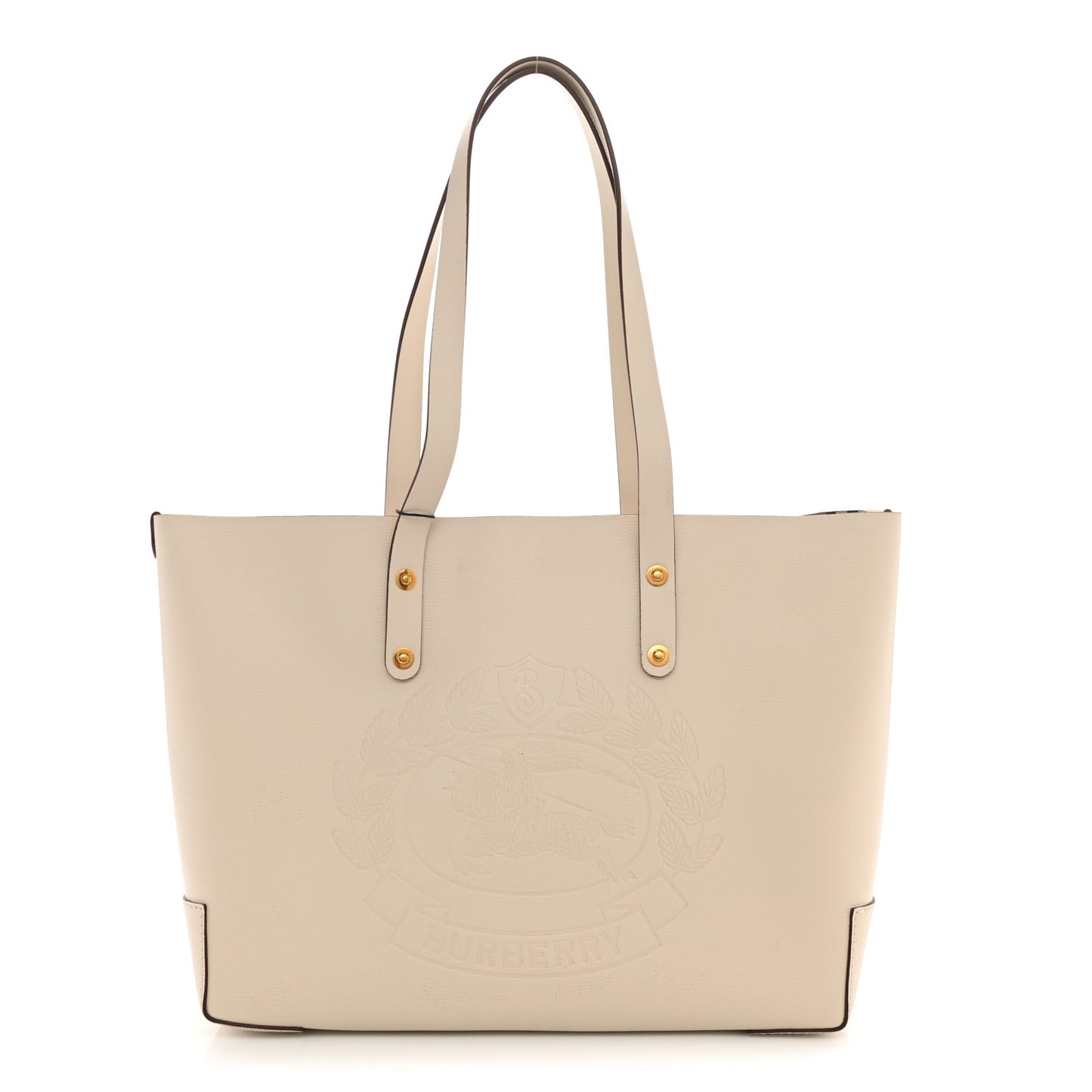 Calfskin Crest Embossed Small Tote Limestone