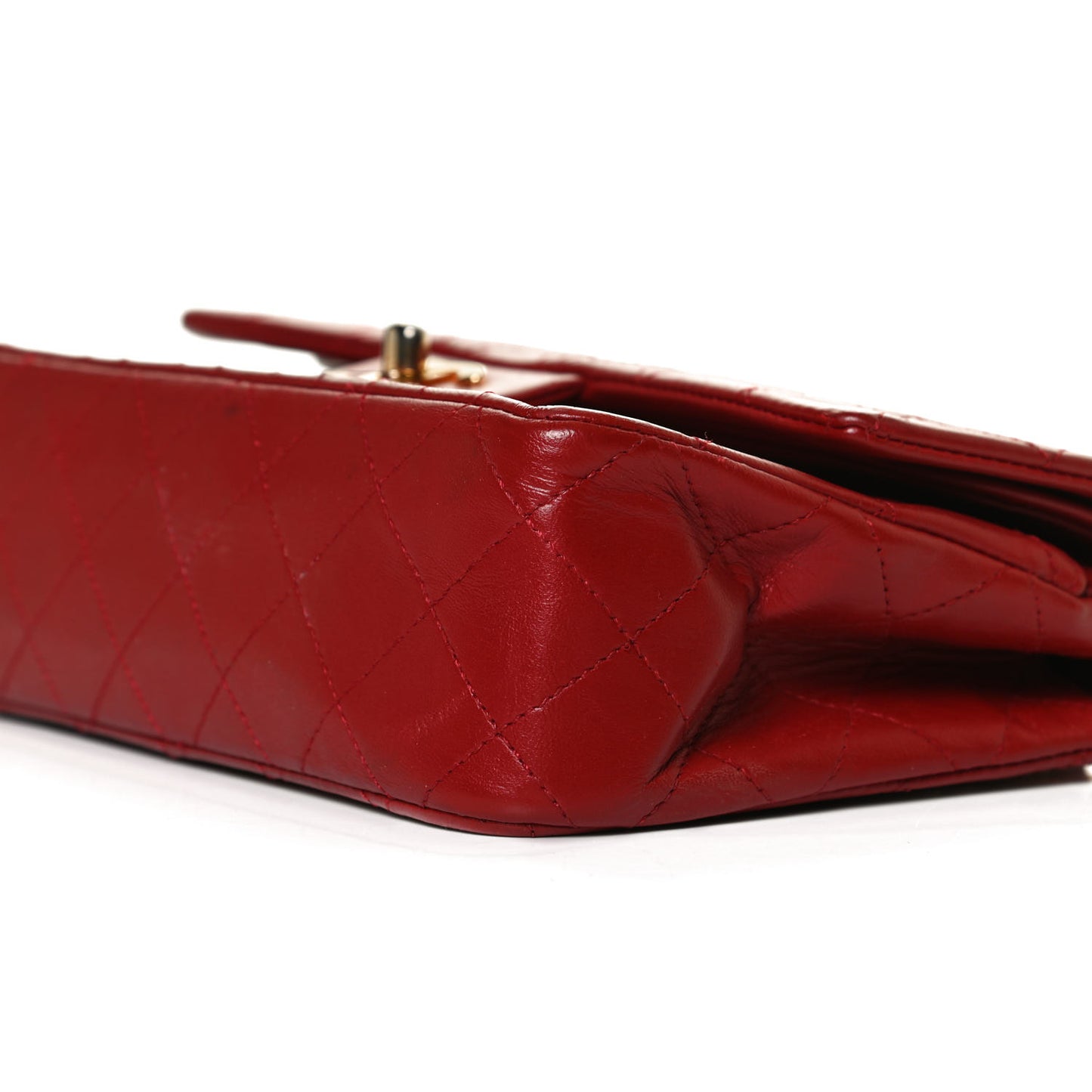 Lambskin Quilted Small Double Flap Red