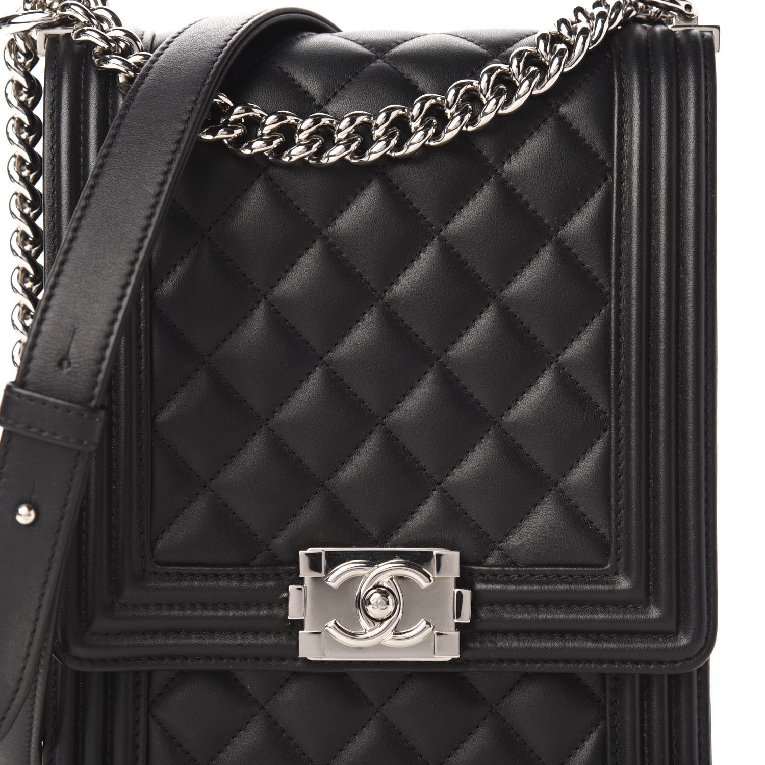 Chanel Calfskin Quilted North South Boy Flap Black 10 of 11