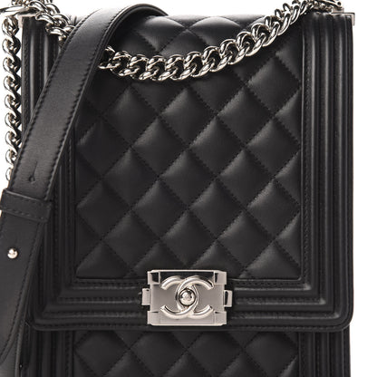 Chanel Calfskin Quilted North South Boy Flap Black 10 of 11