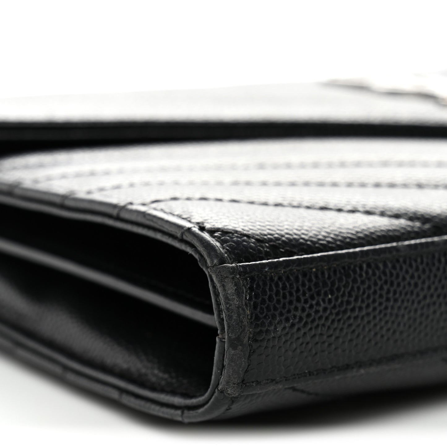 Grain De Poudre Matelasse Chevron Monogram Chain Wallet  Black