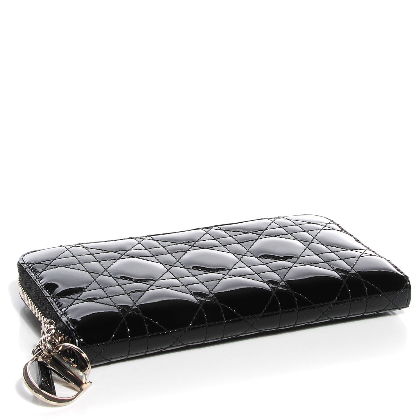 Patent Cannage Lady Dior Continental Wallet Black