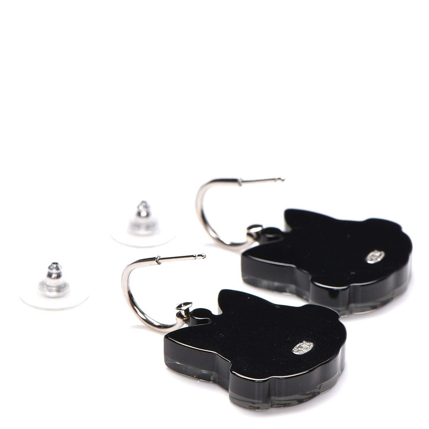 Resin Emoji Robot Cat Dangle Earrings Black Iridescent Grey