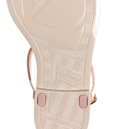 Valentino Garavani PVC Vlogo Flat Thong Sandals 35 Rose Quartz Light Ivory 6 of 10