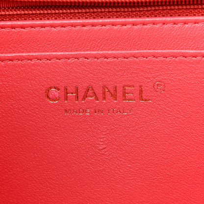 Chanel Lambskin Reverse Chevron Quilted Round Top Handle Flap Bright Pink 6 of 20